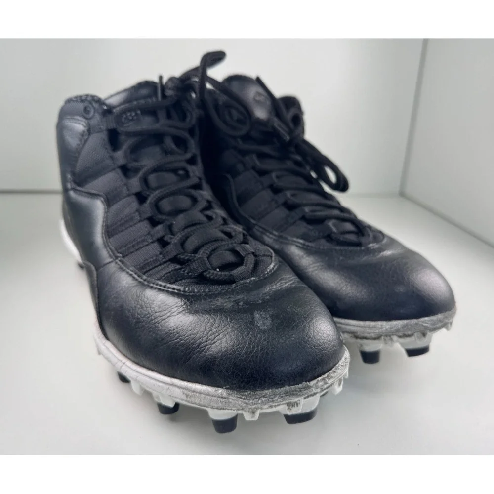 Nike Air Jordan 10 TD Mid Retro BLACK Leather Football Cleats Mens Size 10 USED
